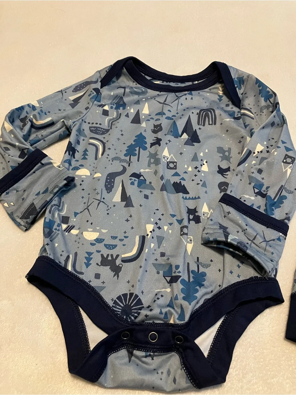 Patagonia Blue Forest Print Baby Bodysuit & Pants Capilene Set